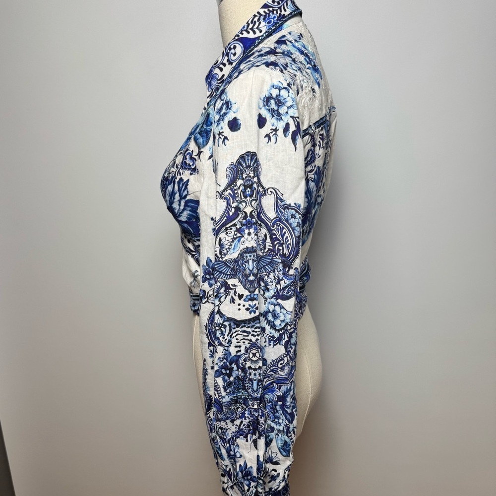Camilla Cropped Wrap Shirt With Borderie Yoke Size XS - Picture 7 of 13